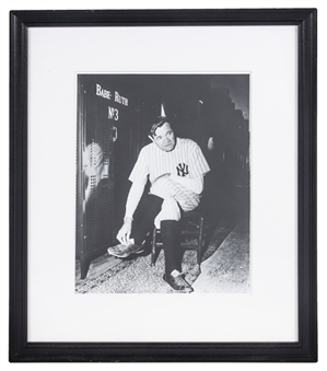 Nat Fein Signed Original 11x14" "Babe Ruth Final Appearance at Yankee Stadium" Black and White Photo Framed to 17x20" (JSA)